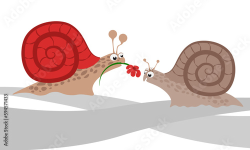 simple vector illustration small snail