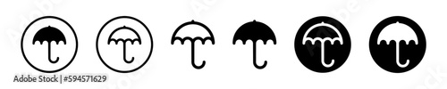 Set of different umbrellas vector icon. Open umbrella illustration.