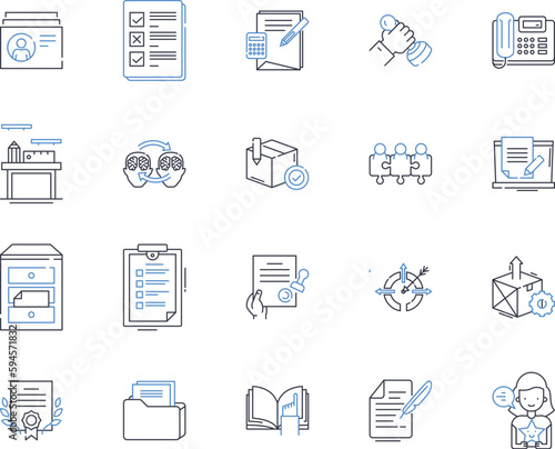 Sales operations line icons collection. Forecasting, Pipeline, Prospecting, Conversion, Quotas, Negotiation, Nerking vector and linear illustration. Targeting,Follow-up,Metrics outline signs set
