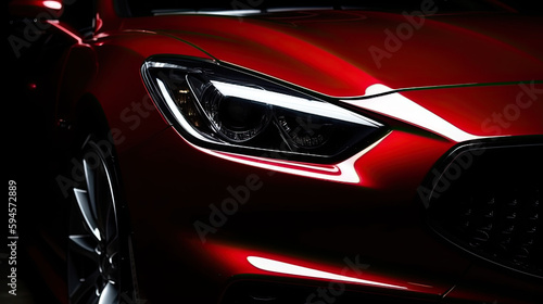 Close up red luxury car on black background with copy space © ttonaorh