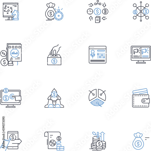 Mortgages line icons collection. Interest, Refinance, Equity, Payment, Lender, Debt, Homeownership vector and linear illustration. Mortgagee,Principal,Amortization outline signs set