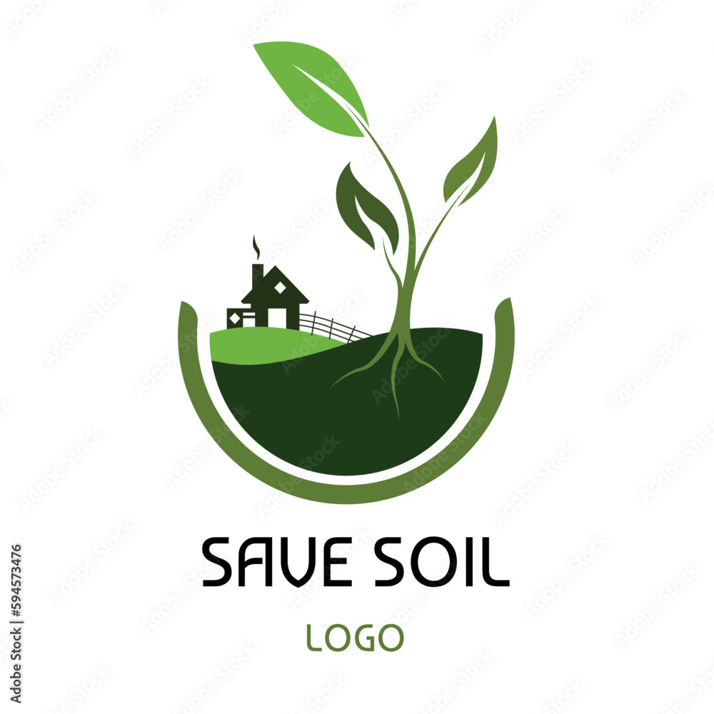 save soil and save environment logo, nature conservation and greenery logo