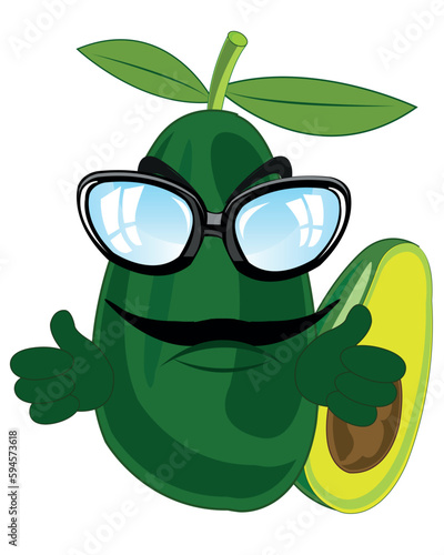 Fruit avocado cartoon on white background is insulated