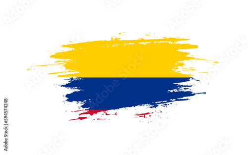 Creative hand-drawn brush stroke flag of colombia country vector illustration