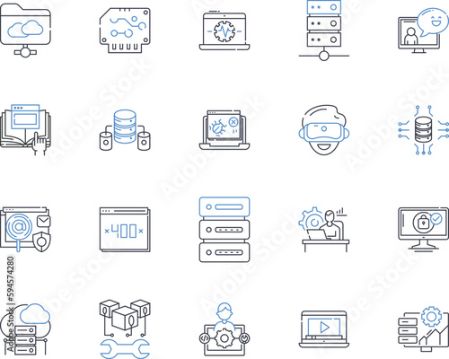 Digital platform line icons collection. Platform, Internet, Online, Connect, Digital, Technology, Innovate vector and linear illustration. Nerk,Interface,Streamline outline signs set