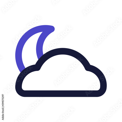cloudy night line color icon