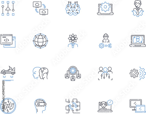 Cerebral squad line icons collection. Intelligence, Strategy, Brainpower, Skillfulness, Ingenuity, Savvy, Creativity vector and linear illustration. Resourcefulness,Quick-wittedness,Perseverance