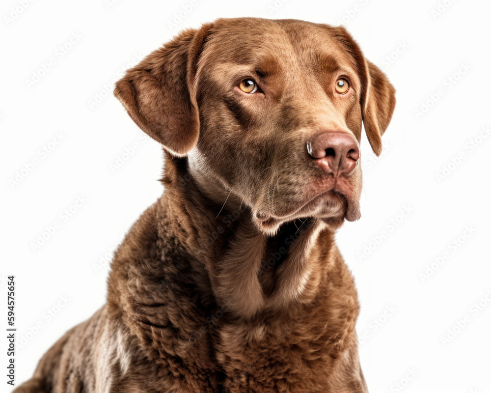 photo of Chesapeake Bay retriever isolated on white background. Generative AI photo of Chesapeake Bay retriever isolated on white background. Generative AI