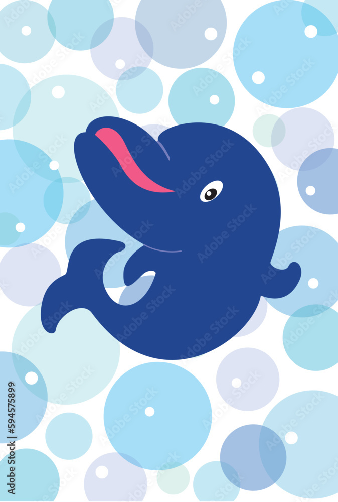 Obraz premium 水の中のイルカのポストカード 