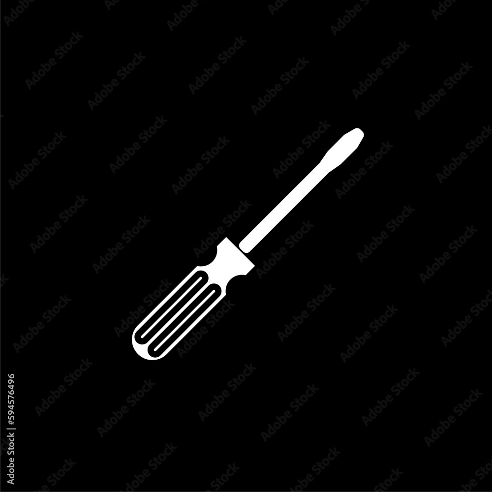 Screwdriver icon isolated on black background Screwdriver icon isolated on black background