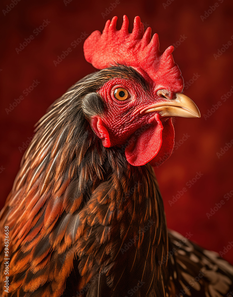beautiful brown rooster, Generative AI