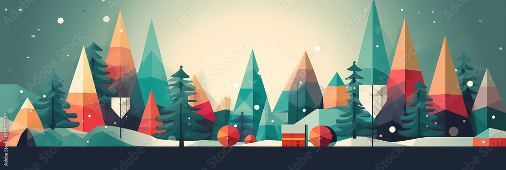 abstract illustration of a winter christmas scene landscape for a banner or wallpaper, generative ai abstract illustration of a winter christmas scene landscape for a banner or wallpaper, generative ai