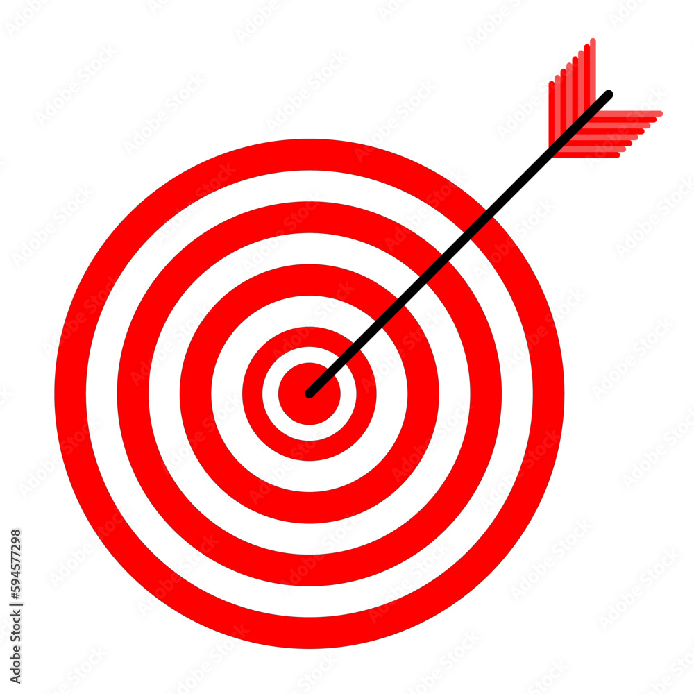 Red goal icon with arrow, isolated on white background. Vector Illustration EPS 10 File. Red goal icon with arrow, isolated on white background. Vector Illustration EPS 10 File.