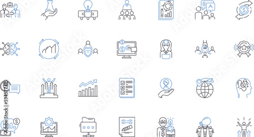 Establishment progression line icons collection. Evolution, Growth, Advancement, Development, Expansion, Enhancement, Upgradation vector and linear illustration. Modernization,Transformation