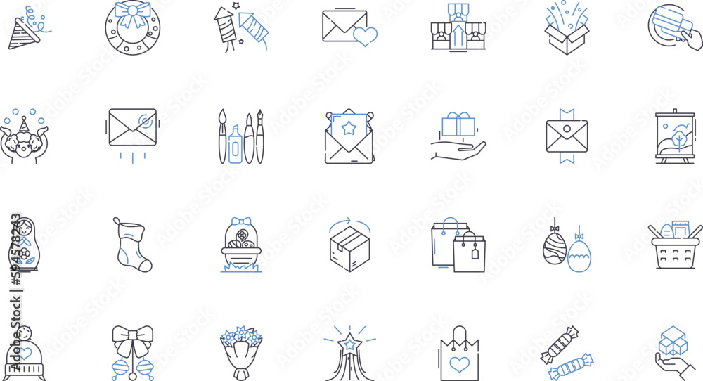 Offerings line icons collection. Services, Products, Solutions, Deals, Packages, Options, Choices vector and linear illustration. Assortments,Specials,Selections outline signs set