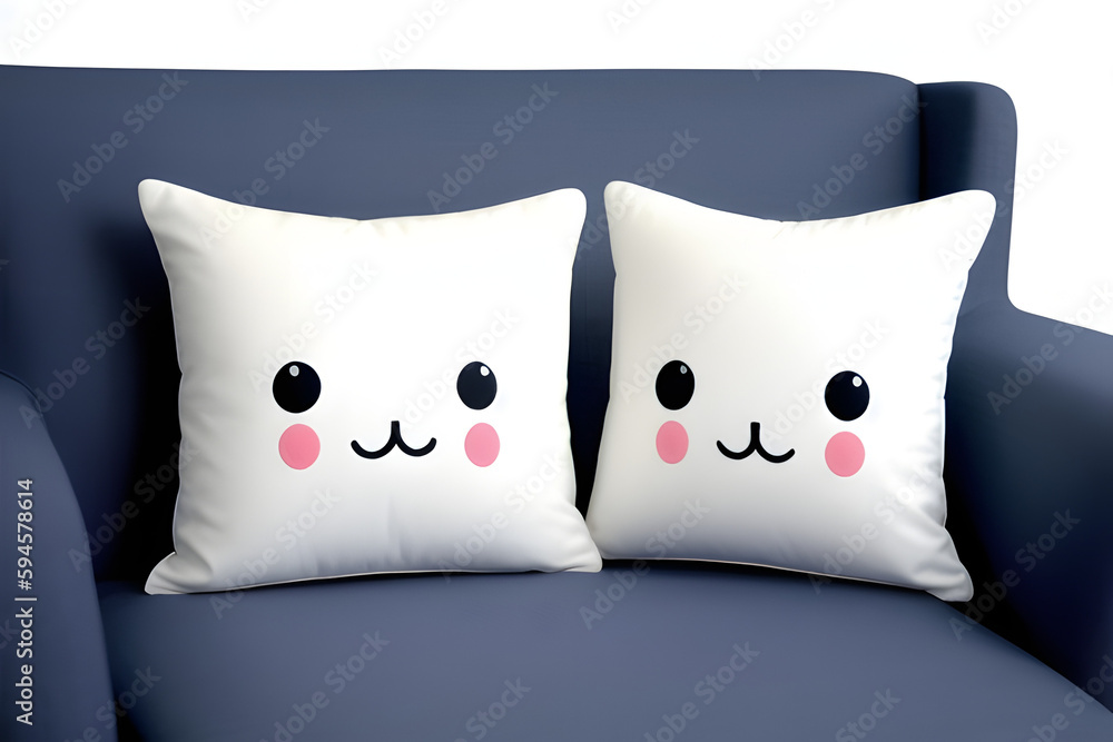 Cushion emoticon wink face isolated in white background Cushion emoticon wink face isolated in white background