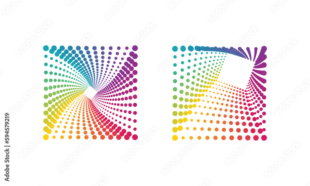 halftone circular dotted frame set. circle dots isolated on white background. halftone circular dotted frame set. circle dots isolated on white background.
