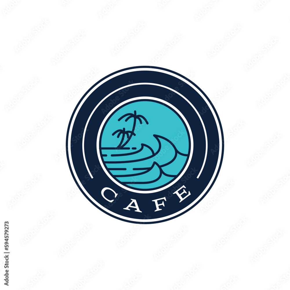 simple logo cafe on the beach and suitable for logo travel and hotels isolated in emblem