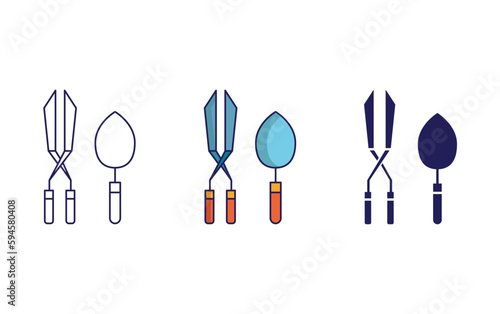 gardening cutter and trowel icon