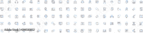 Information technology line icons collection. Cyberspace, Coding, Blockchain, Virtualization, Encryption, Big data, IoT Internet of Things vector and linear illustration. Cybersecurity,Cloud computing
