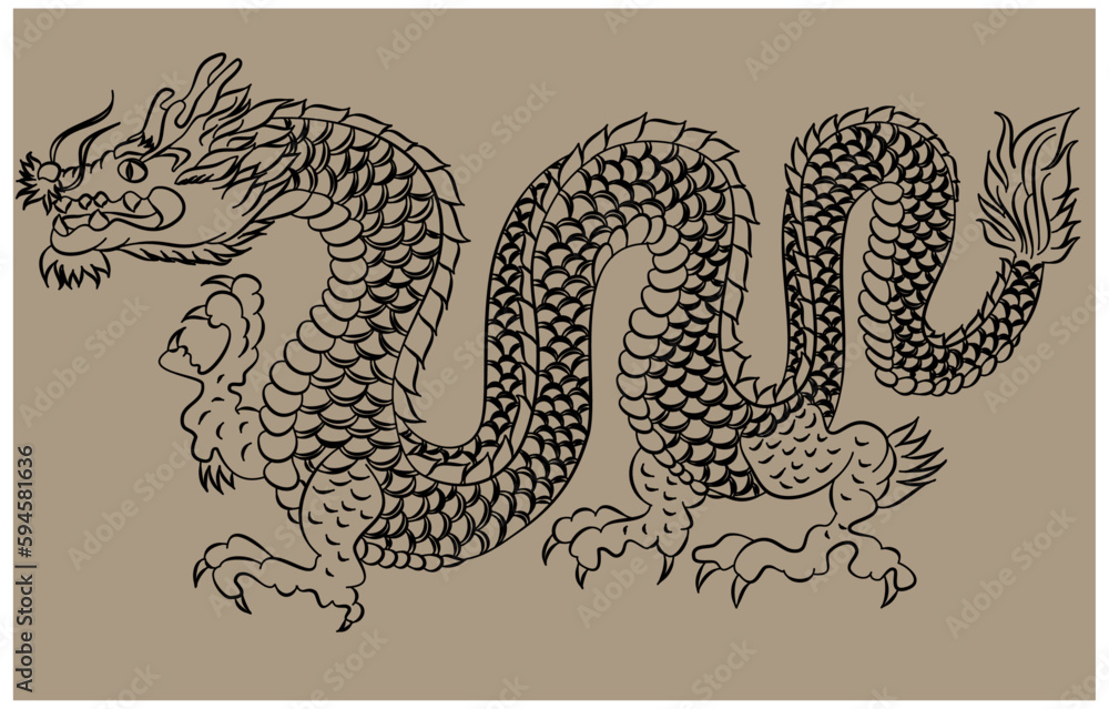 red Japanese dragon tattoo.Dragon on red background for Chinese New Year.Gold Chinese Dragon vector. Gold line art King Dragon tattoo. red Japanese dragon tattoo.Dragon on red background for Chinese New Year.Gold Chinese Dragon vector. Gold line art King Dragon tattoo.