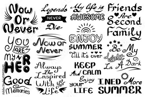 Hand lettering modern vector quotes illustrations. Set of motivational, inspirational lettering quote designs for posters, mug, decoration, prints, t-shirt design, social media, web.