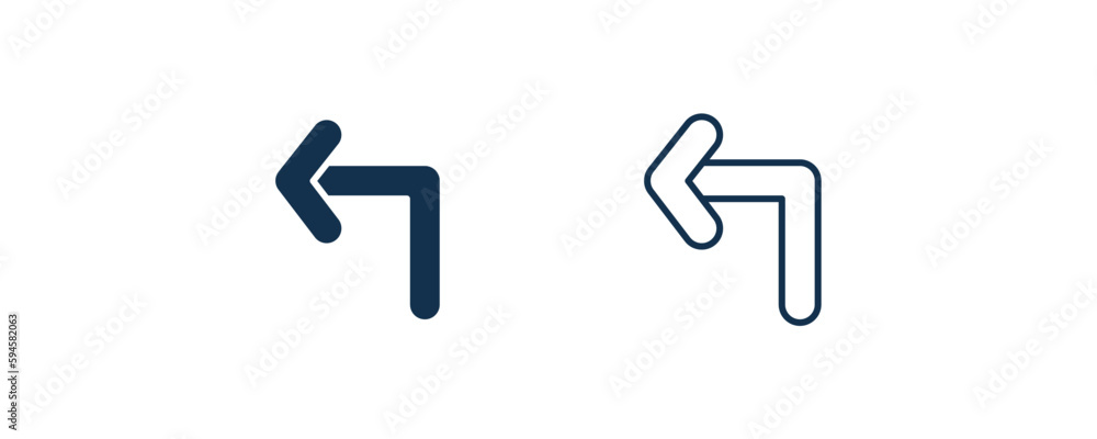 left turn icon. Outline and filled left turn icon from user interface collection. Line and glyph vector. Editable left turn symbol can be used web and mobile left turn icon. Outline and filled left turn icon from user interface collection. Line and glyph vector. Editable left turn symbol can be used web and mobile