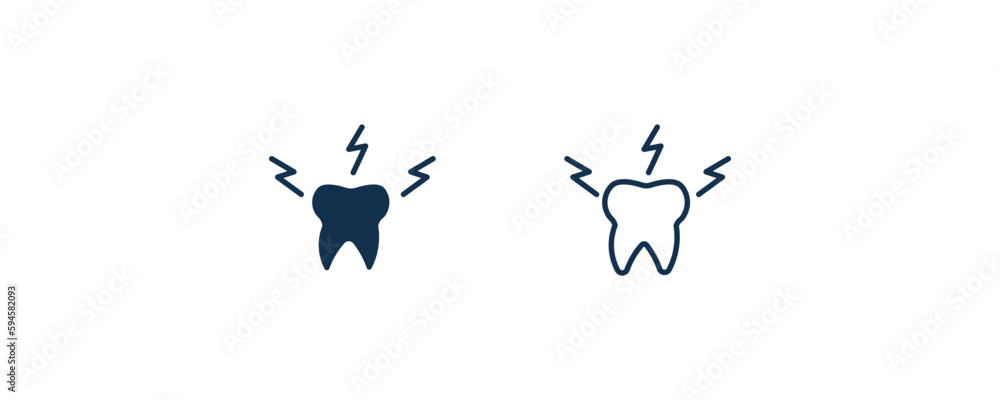toothache icon. Outline and filled toothache icon from dental health collection. Editable toothache symbol.