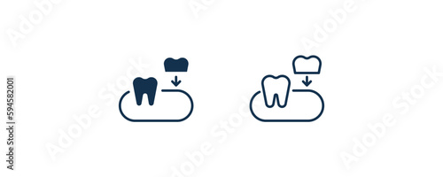 partial denture icon. Outline and filled partial denture icon from dental health collection. Editable partial denture symbol.