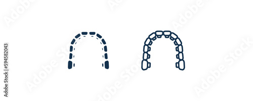 lingual braces icon. Outline and filled lingual braces icon from dental health collection. Editable lingual braces symbol.