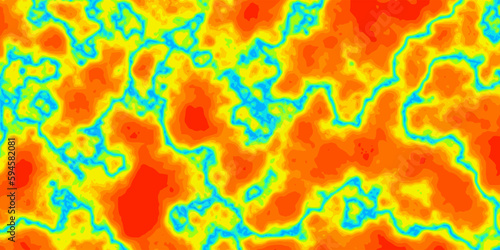 Heat map. Abstract vector thermal spectrum. Hot and cold temperature distribution on landscape. Infrared thermographic background. Global warming concept. Data of temperature scanner