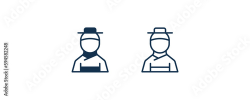 korean icon. Outline and filled korean icon from people and relation collection. Line and glyph vector. Editable korean symbol can be used web and mobile
