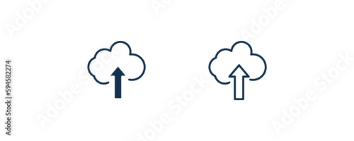 up arrow and cloud icon. Outline and filled up arrow and cloud icon from tools and utensils collection. Line and glyph vector. Editable up arrow and cloud symbol can be used web and mobile