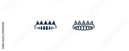 dental prosthesis icon. Outline and filled dental prosthesis icon from dental health collection. Editable dental prosthesis symbol.
