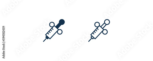 dental needle icon. Outline and filled dental needle icon from dental health collection. Editable dental needle symbol.