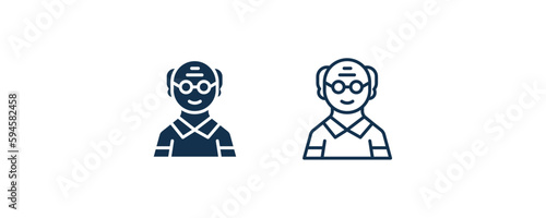 old man icon. Outline and filled old man icon from people and relation collection. Line and glyph vector. Editable old man symbol can be used web and mobile