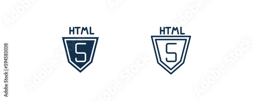html5 icon. Outline and filled html5 icon from information technology collection. Line and glyph vector isolated on white background. Editable html5 symbol.