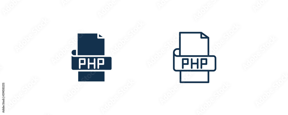 php icon. Outline and filled php icon from information technology collection. Line and glyph vector isolated on white background. Editable php symbol. php icon. Outline and filled php icon from information technology collection. Line and glyph vector isolated on white background. Editable php symbol.