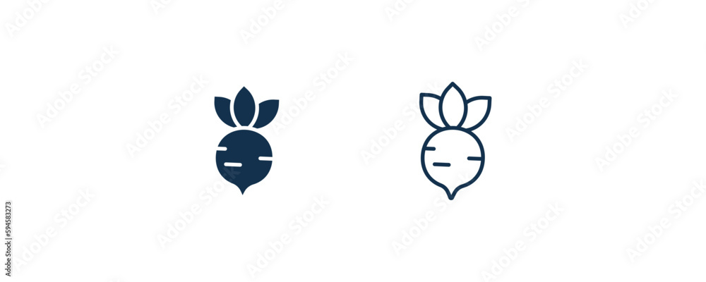 radish icon. Outline and filled radish icon from vegetables and fruits collection. Line and glyph vector isolated on white background. Editable radish symbol.
