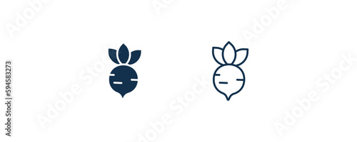 radish icon. Outline and filled radish icon from vegetables and fruits collection. Line and glyph vector isolated on white background. Editable radish symbol.