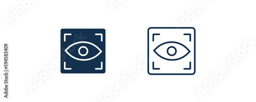 eye scanner medical icon. Outline and filled eye scanner medical icon from medical and healthcare collection. Line and glyph vector isolated on white background. Editable eye scanner medical symbol.