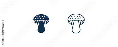 mushroom icon. Outline and filled mushroom icon from vegetables and fruits collection. Line and glyph vector isolated on white background. Editable mushroom symbol.