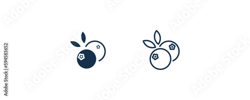 blueberries icon. Outline and filled blueberries icon from vegetables and fruits collection. Line and glyph vector isolated on white background. Editable blueberries symbol.