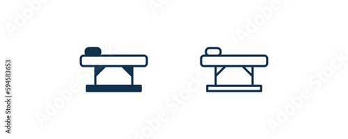 table of treatments icon. Outline and filled table of treatments icon from medical and healthcare collection. Line and glyph vector isolated on white background. Editable table of treatments symbol.