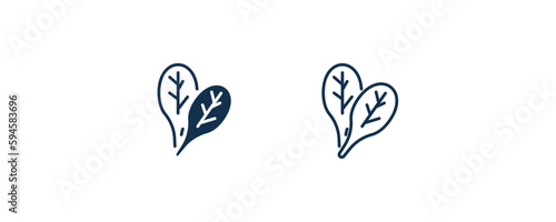spinach icon. Outline and filled spinach icon from vegetables and fruits collection. Line and glyph vector isolated on white background. Editable spinach symbol.