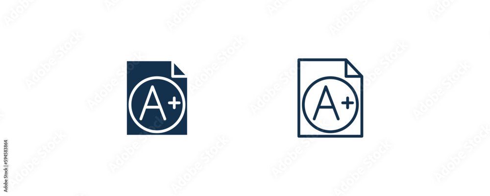 grades icon. Outline and filled grades icon from distance learning collection. Line and glyph vector isolated on white background. Editable grades symbol.. grades icon. Outline and filled grades icon from distance learning collection. Line and glyph vector isolated on white background. Editable grades symbol..