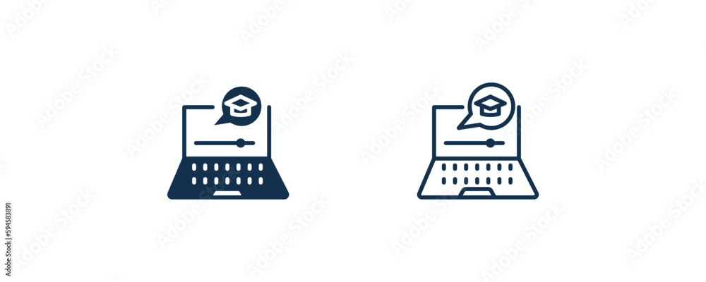 e learning icon. Outline and filled e learning icon from distance learning collection. Line and glyph vector isolated on white background. Editable e learning symbol.. e learning icon. Outline and filled e learning icon from distance learning collection. Line and glyph vector isolated on white background. Editable e learning symbol..
