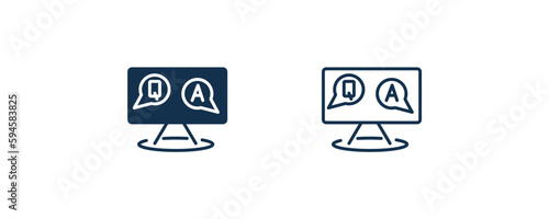 qa icon. Outline and filled qa icon from distance learning collection. Line and glyph vector isolated on white background. Editable qa symbol..