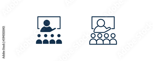 lesson icon. Outline and filled lesson icon from distance learning collection. Line and glyph vector isolated on white background. Editable lesson symbol..