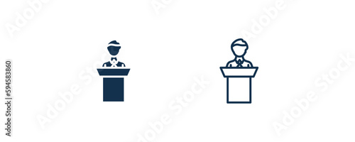 lecture icon. Outline and filled lecture icon from distance learning collection. Line and glyph vector isolated on white background. Editable lecture symbol..
